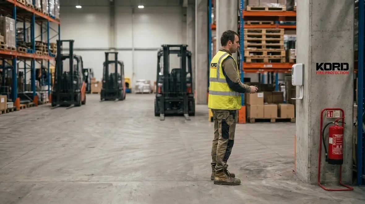Commercial facility reviewing ABHR dispenser fire safety compliance