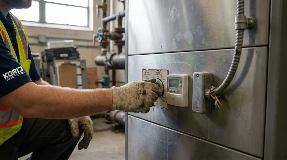 Portable heater fire protection checks in industrial workspace