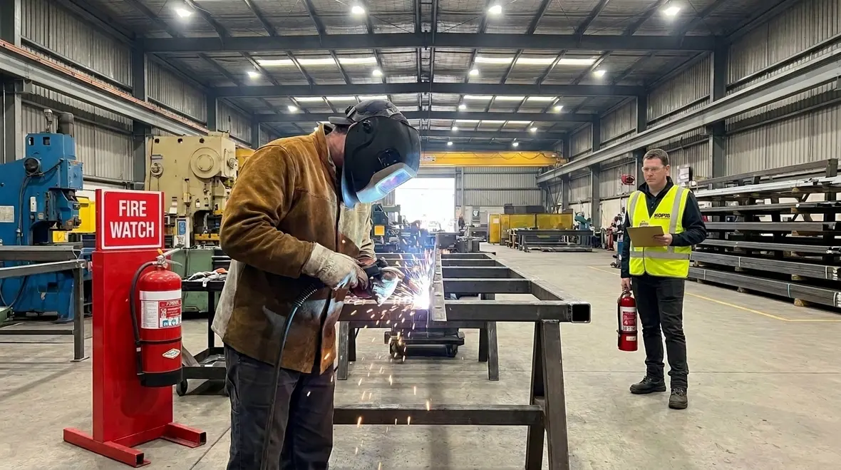 Hot work fire prevention precautions during welding under NFPA guidance