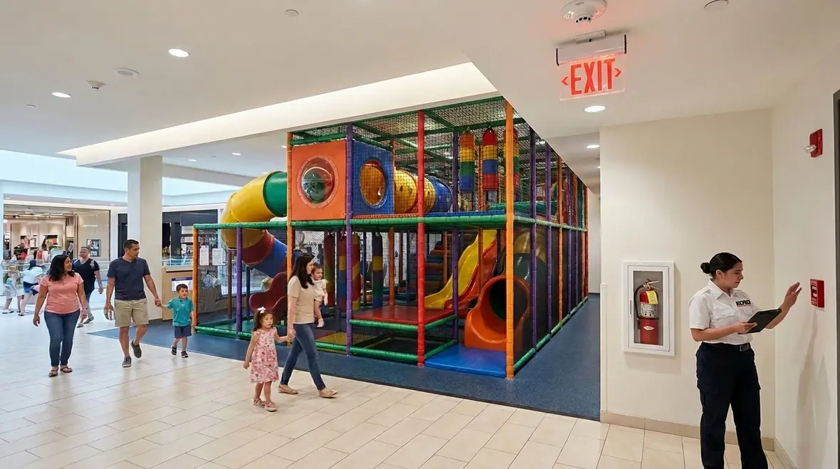 Indoor play structure fire code and safety requirements for children's commercial play areas