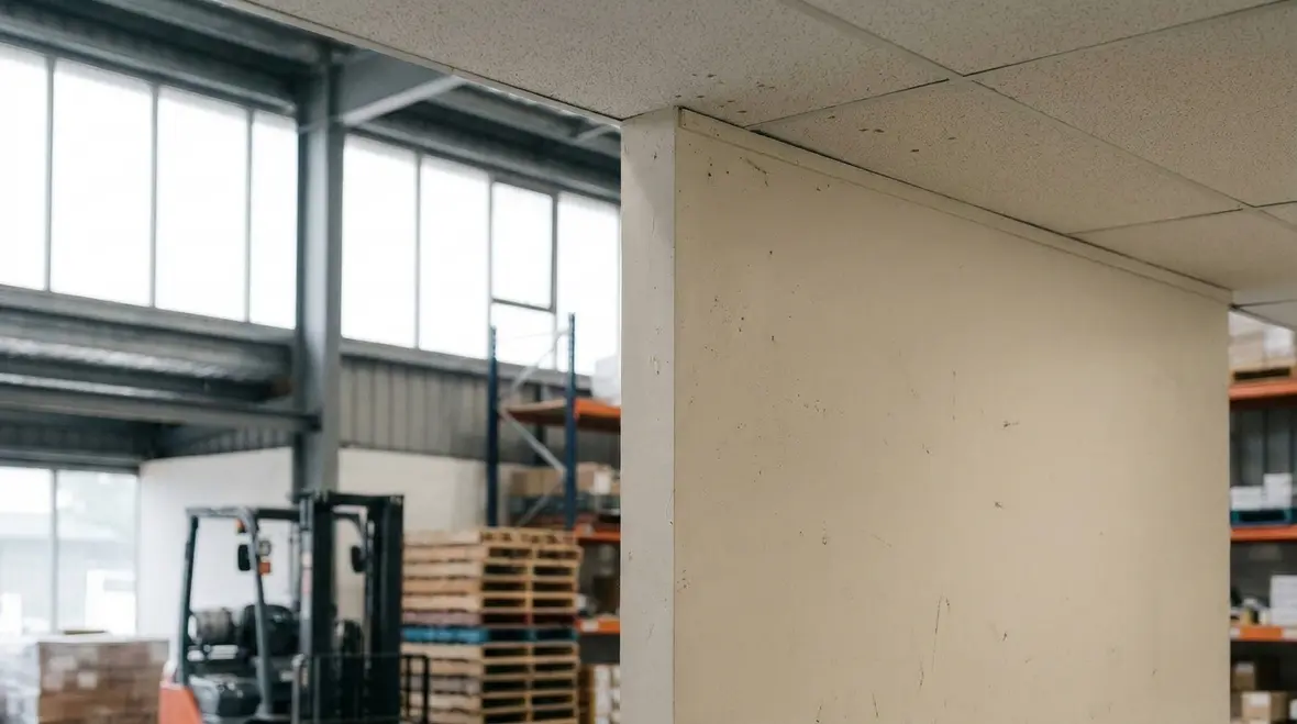 Interior finish materials affecting flame spread on commercial walls and ceilings