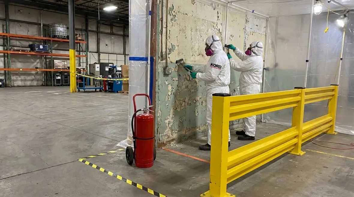 Lead removal fire safety work area prepared for compliant abatement in Australia