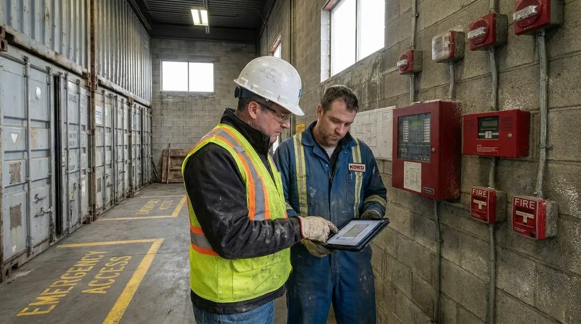 Wharf fire protection requirements with marine cargo and safety infrastructure