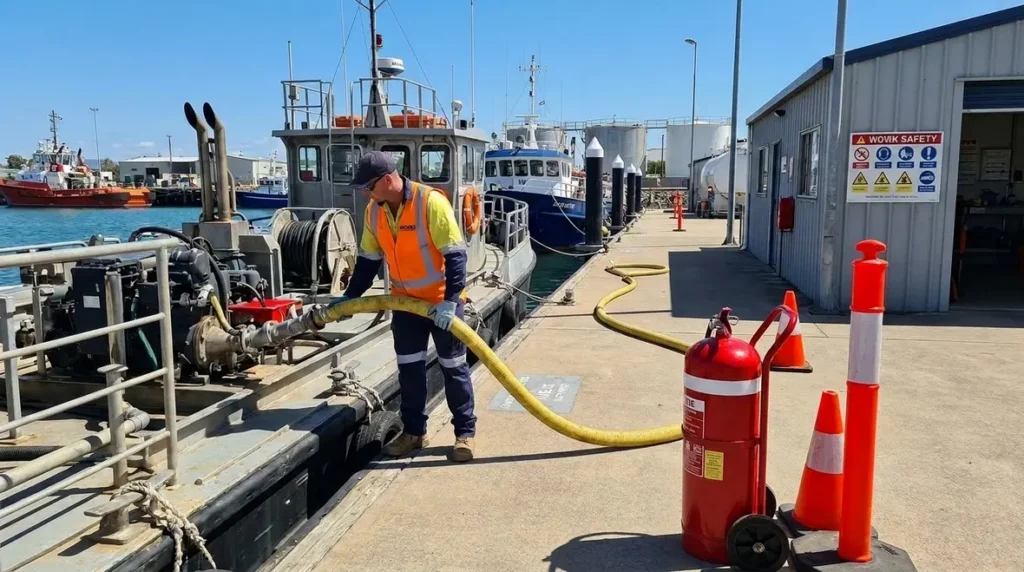 marine fueling NFPA, boat fueling fire code, vessel refueling fire safety