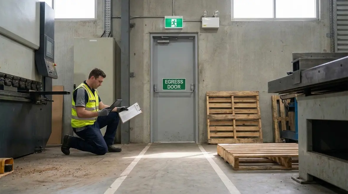 Egress system application review in an industrial and office facility