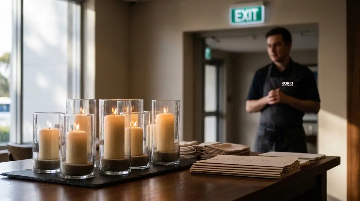 Candle safety rules and placement in business settings