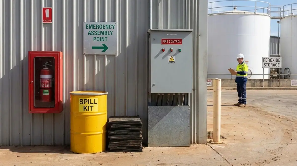 Plural component coating fire code storage and emergency planning review
