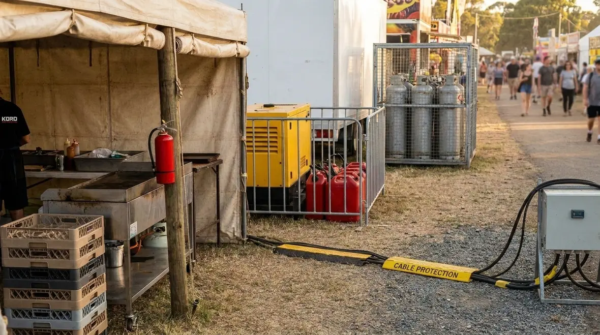 Carnival fire code requirements for generators food stalls and temporary rides