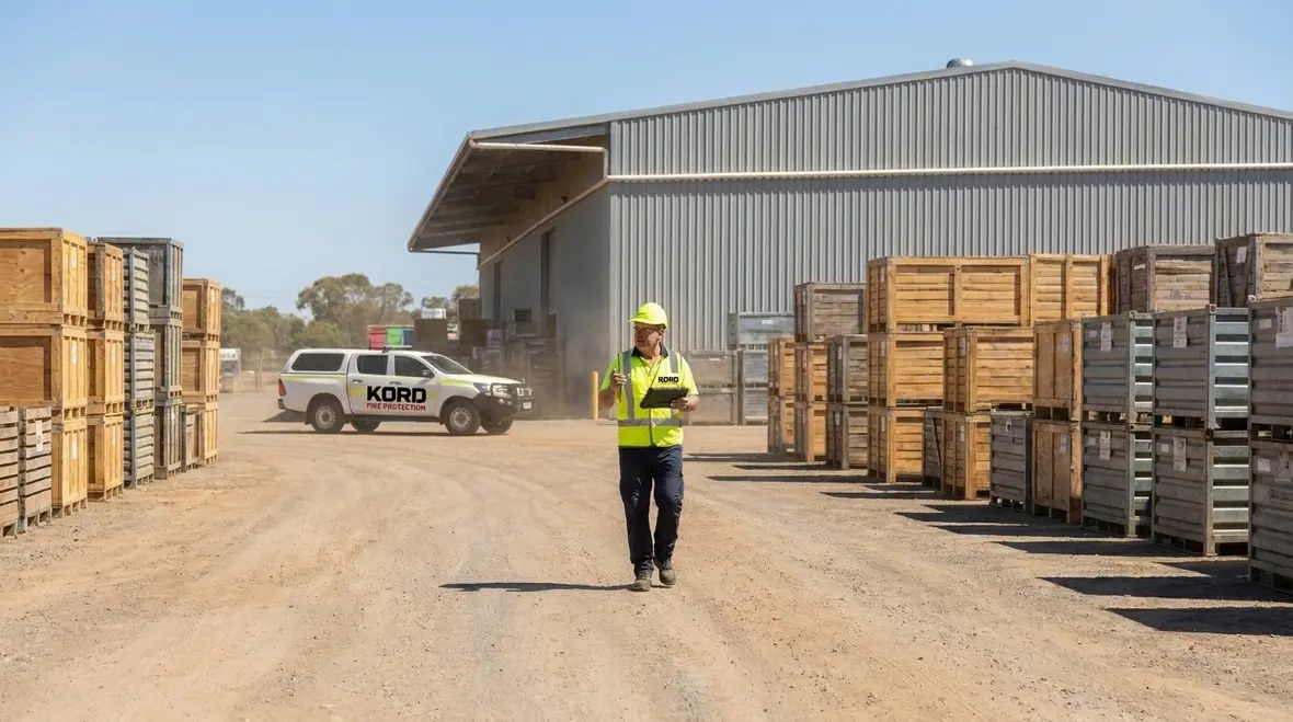 Exterior storage fire regulations applied to a commercial Australian facility yard