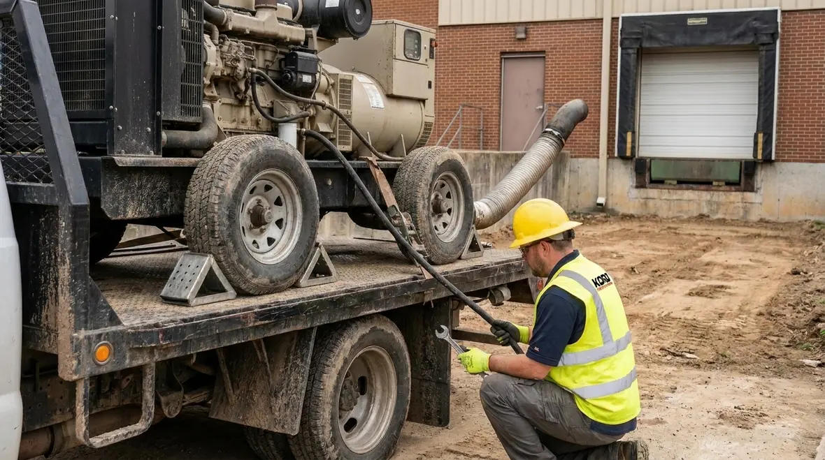 Temporary power fire safety controls and fuel handling around a portable generator