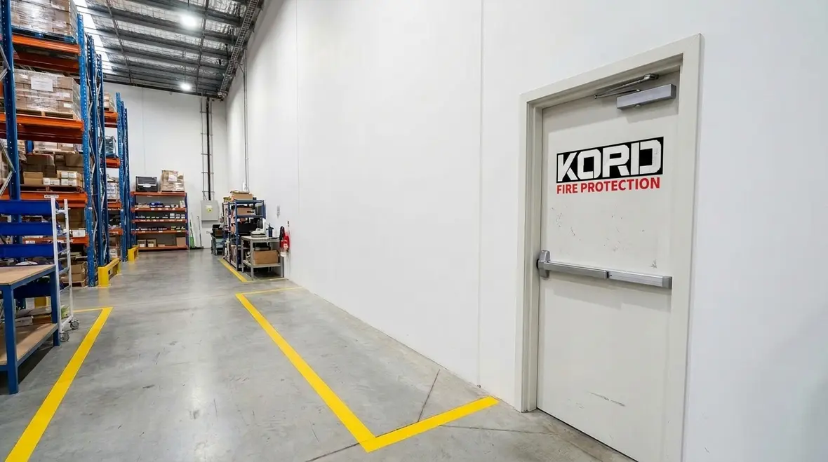 Secondary means of escape and emergency egress route in a commercial building