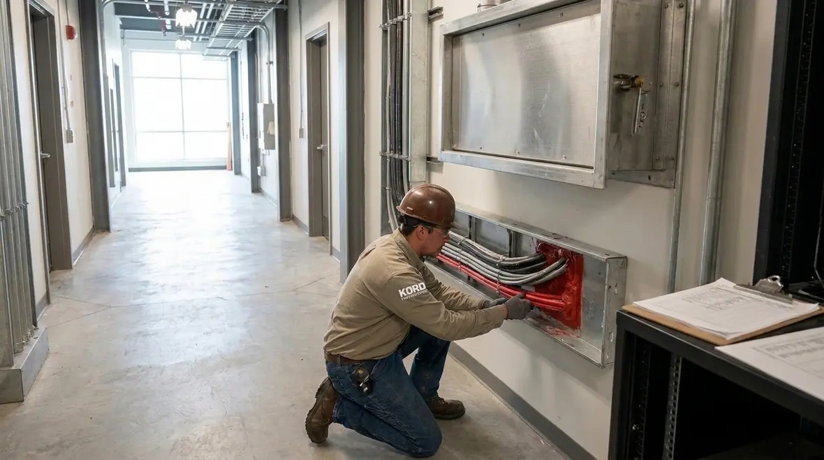 Smoke compartment barriers in a large commercial building interior