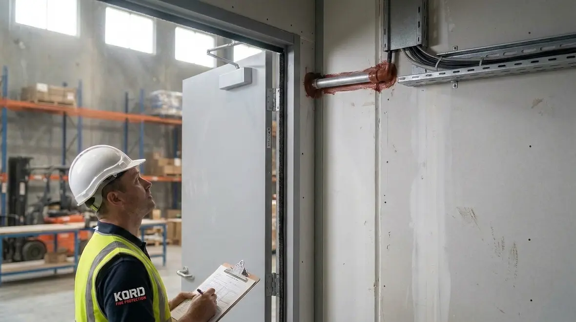 Smoke barrier partition inspection around doors and penetrations