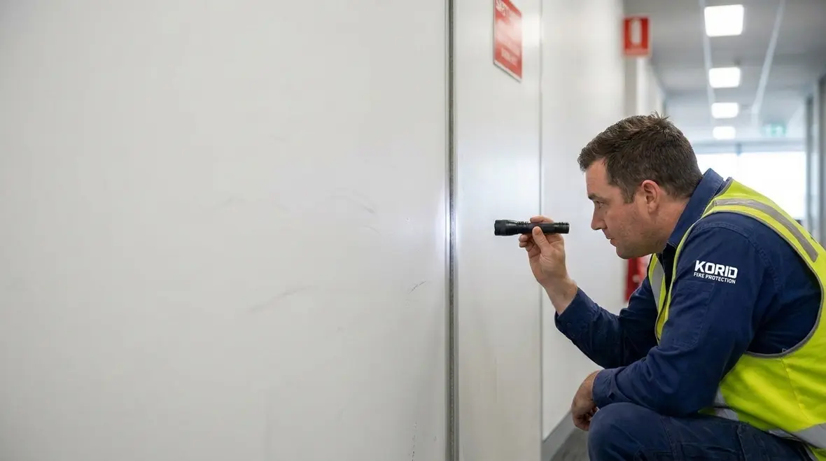 Smoke partition layout and code compliance details in a commercial facility