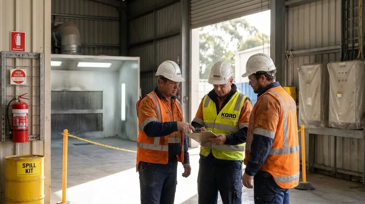 Flammable coating application planning with ventilation and hazard controls