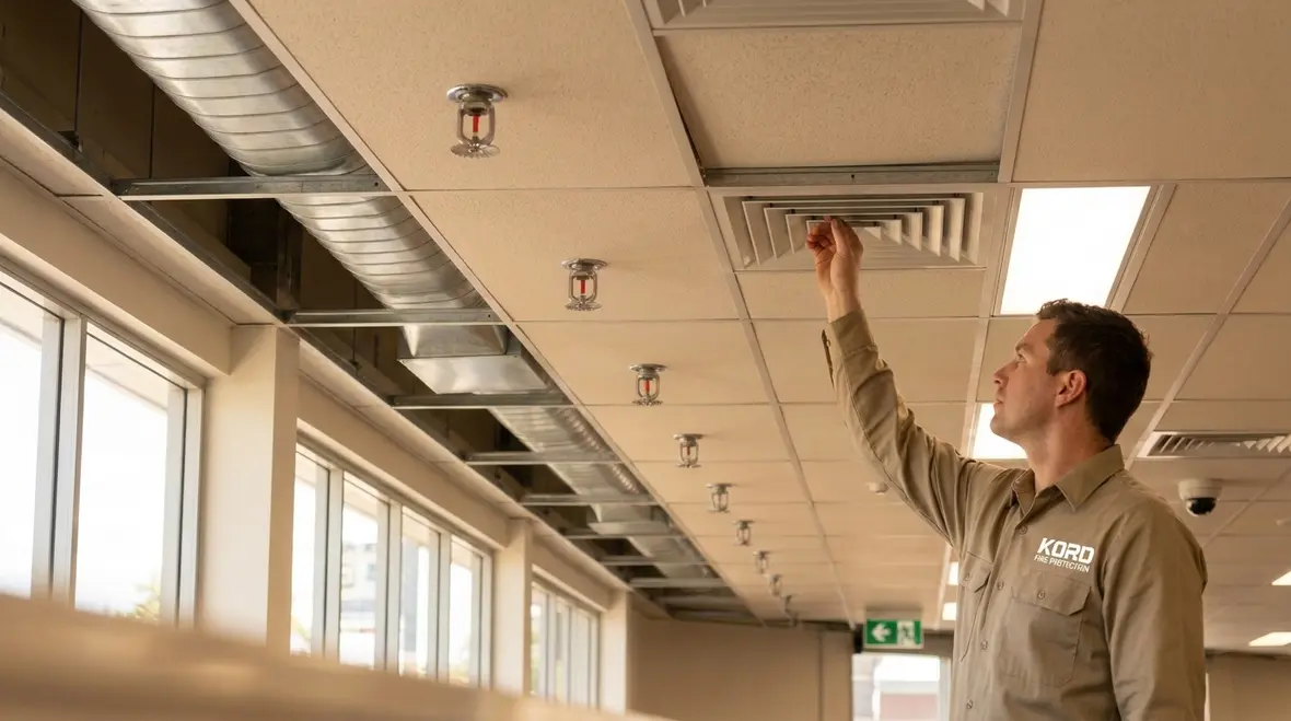 Fire sprinkler installation coordination in commercial facility