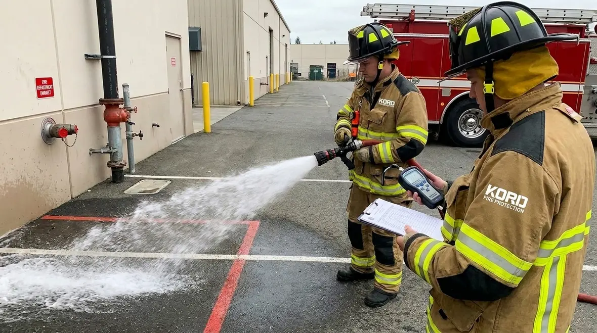 Standpipe flow testing setup for NFPA 14 Section 12.6