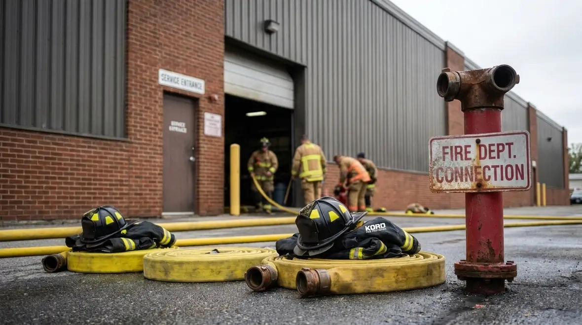 Fire department connection standpipe exterior access point