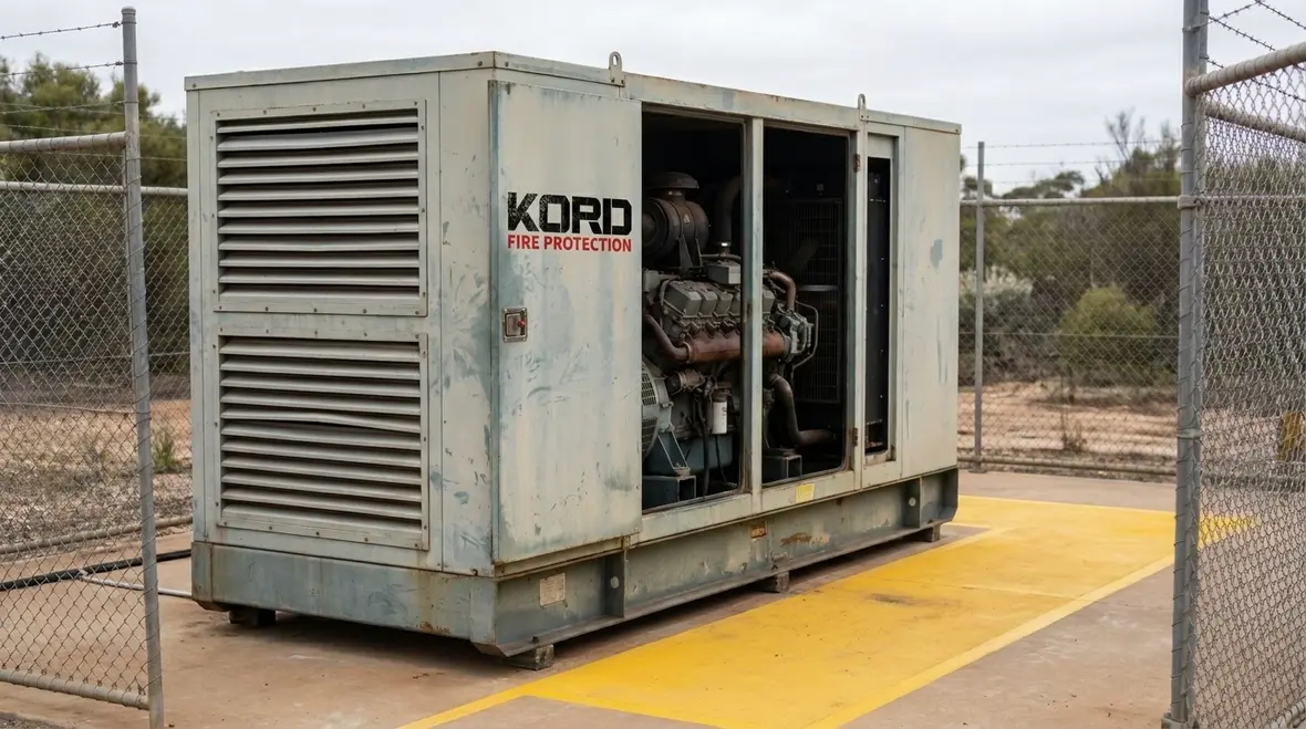 Stationary generator enclosure and fire safety layout inspection