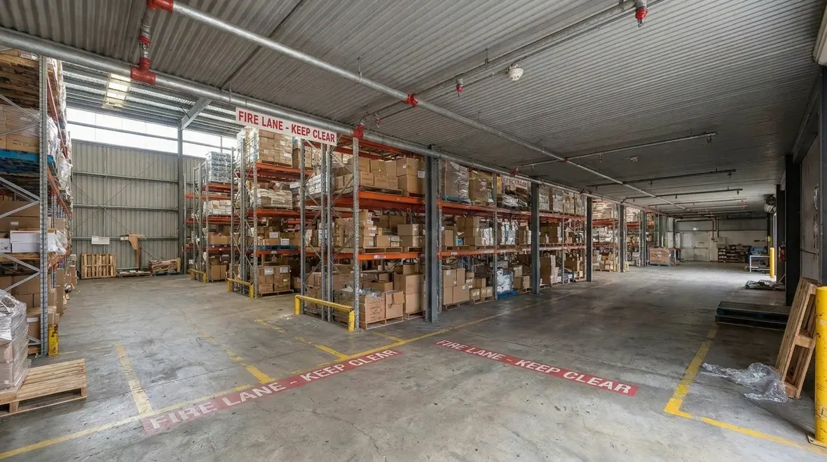 Warehouse storage arrangement and fire code layout under NFPA guidance