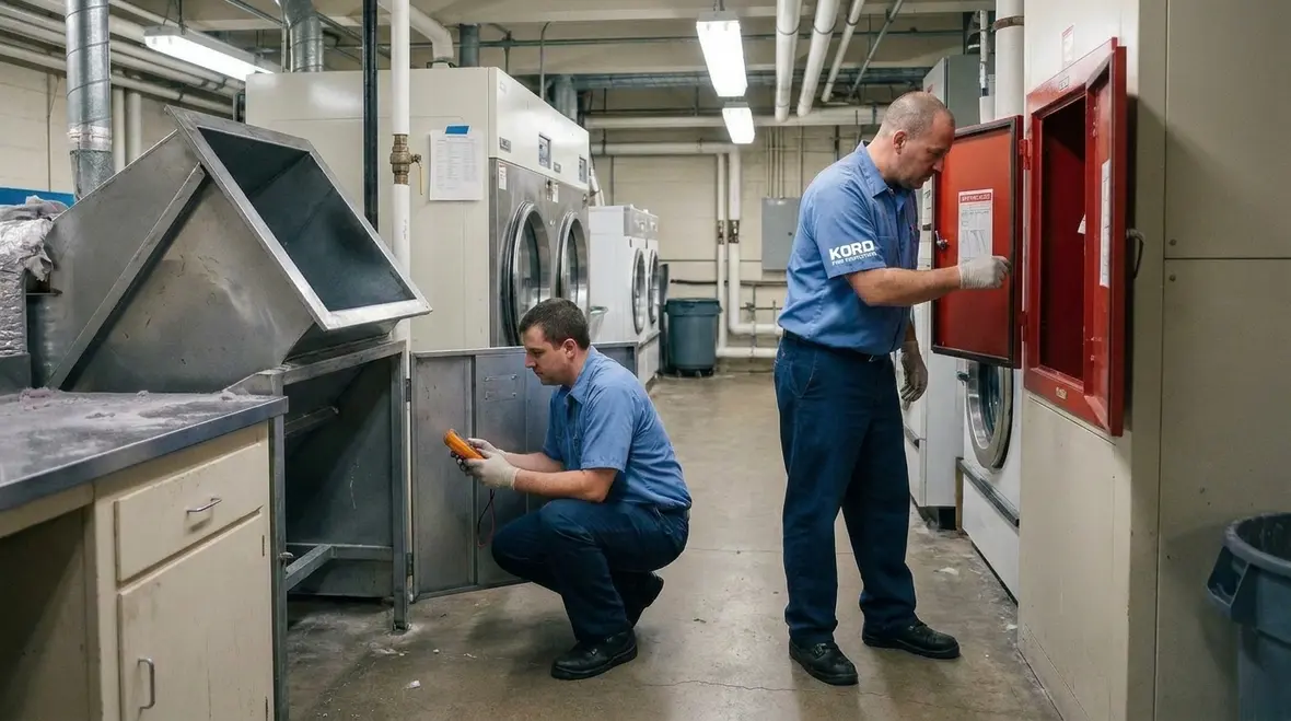 Laundry chute fire protection inspection in a multi level facility