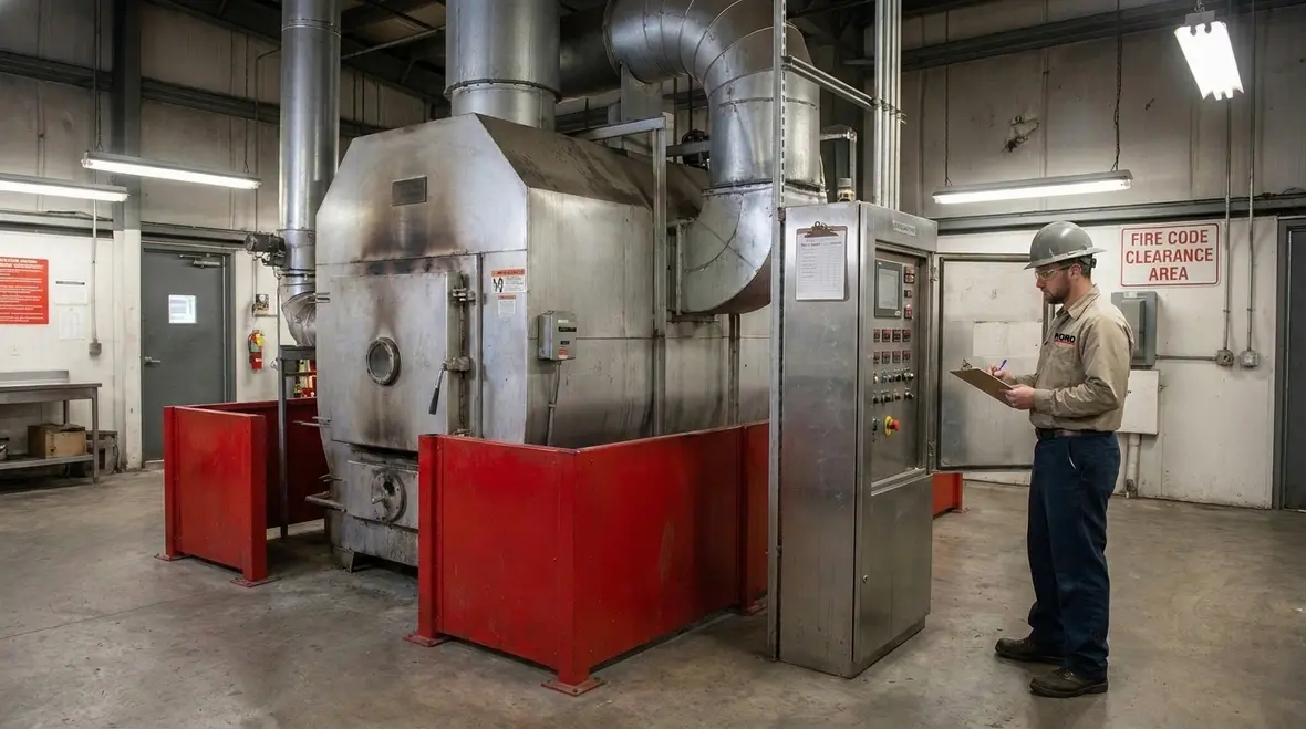 Waste chute fire safety system in a commercial building