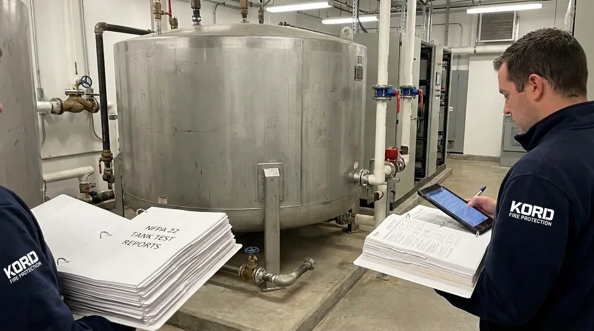NFPA 22 Section 4.16 test reports for fire protection water tanks