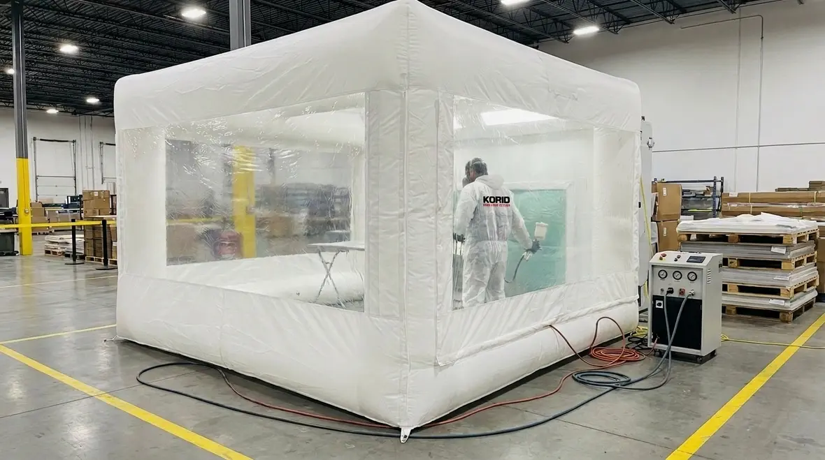NFPA 33 inflatable finishing workstation air room