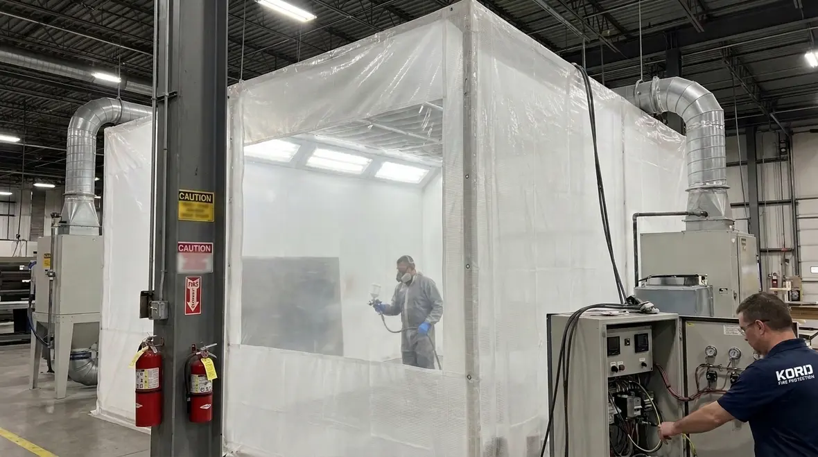 NFPA 33 Section 18.4: Fire Protection in Membrane Spray Enclosures
