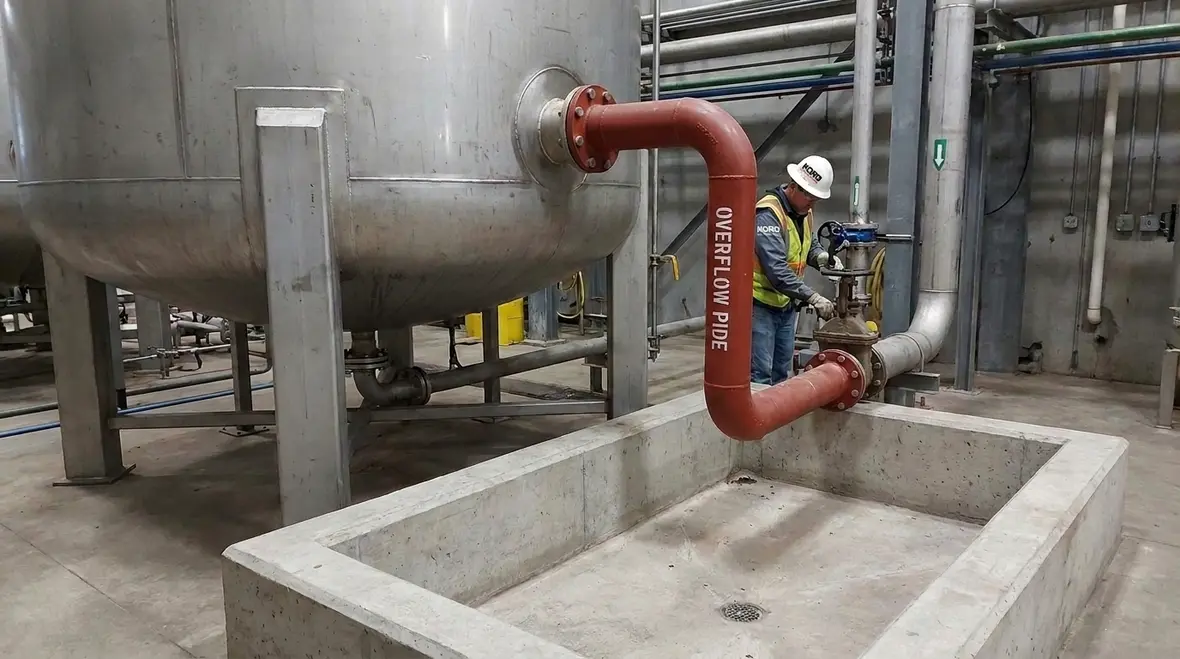 NFPA 34 overflow pipe requirements for process equipment