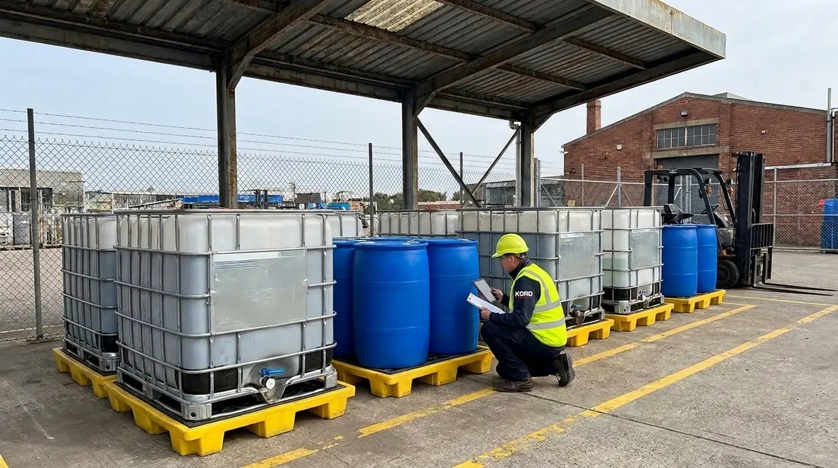 NFPA 35 outdoor storage requirements at a commercial plant