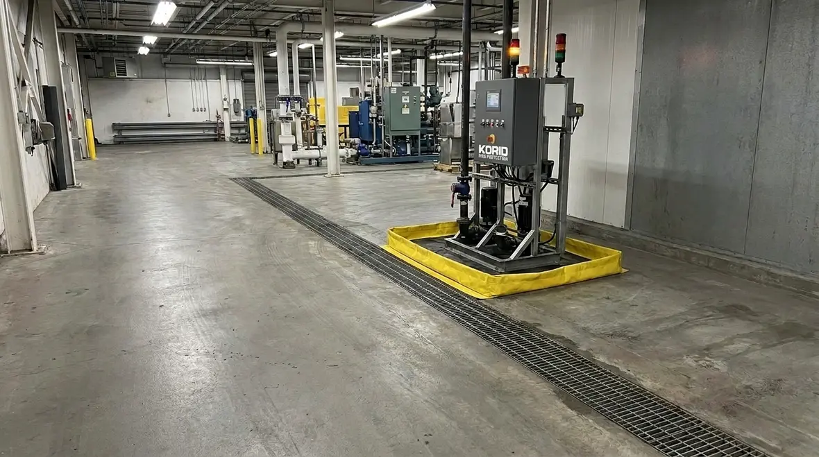 NFPA 36 drainage and spill control extraction requirements