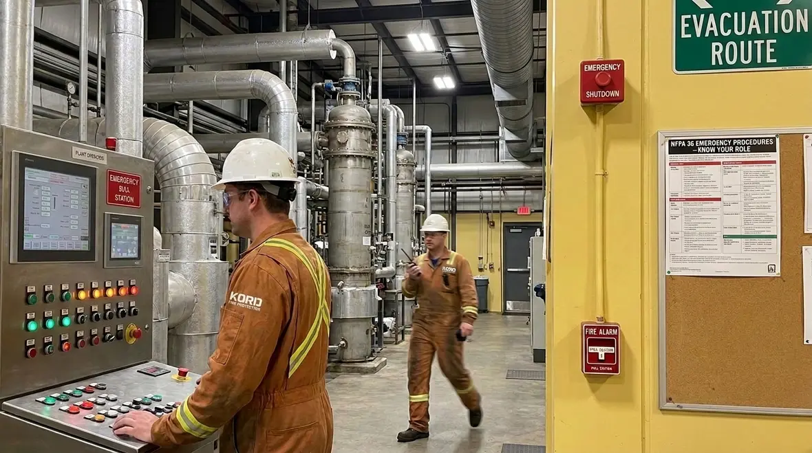 NFPA 36 emergency procedures in a solvent extraction plant