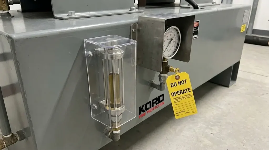 NFPA 37 lube oil gauging device safeguard requirements